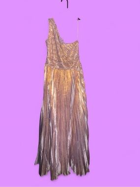 Metallic Purple & Gold One-Shoulder Evening Dress